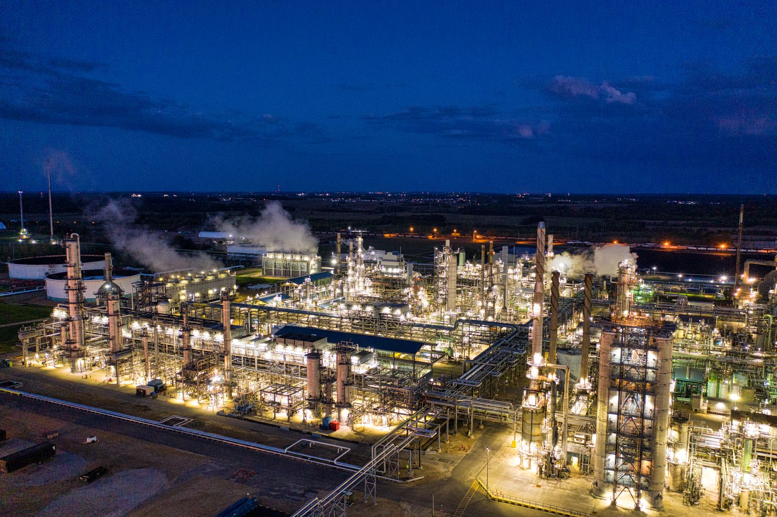 Industrial plant at dusk